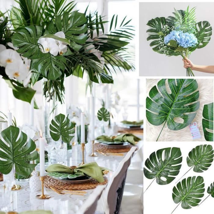 12 Pieces Artificielle Tortue Feuille Table Tapis Decor Napperon Simulation Plante Feuilles Pour Hawaien Tropical Jungle Fete Achat Vente Fleur Artificielle Cdiscount