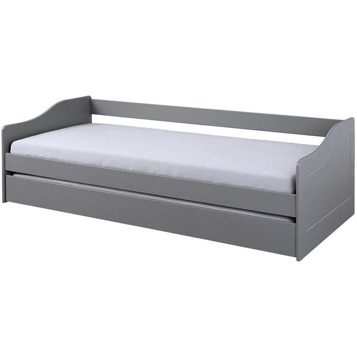 pkline lit malsu 90x200 + 1 banquette-lit gris lit superposé clients chambre à coucher maison de campagne