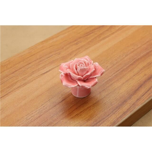 2 poignées boutons de porte tiroir de meuble en porcelaine fleur jaune