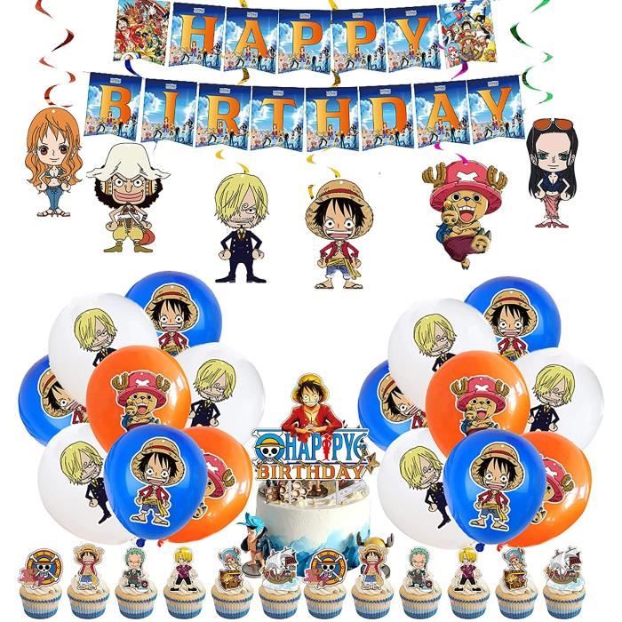 Décoration de Fête D'anniversaire One Piece Ballons Bannière de Joyeux  Anniversaire Gâteaux Toppers Ornements de Tourbillons 1072 - Cdiscount  Maison