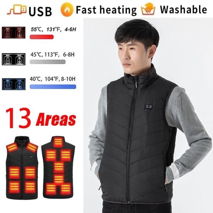 Couleur Hommes 13 Taille noire chaude 42 52 KG Veste chauffante