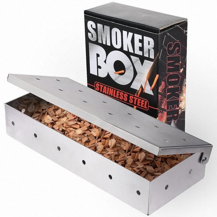 Barbecue à Charbon Accessoire de Barbecue Boîte à Fumage en Acier Inoxydable Fumé Boîte Générateur de Fumée Froide Boîte Fumoir Barbecue Boîte Fumeur pour Barbecue et Fumeurs de Bois