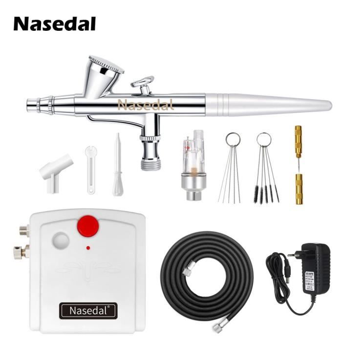 Powate Kit Aérographe 40 PSI Double Action Avec Compresseur Portable Multifonction - Idéal Pour Gâteaux, Maquillage Et Artisanat