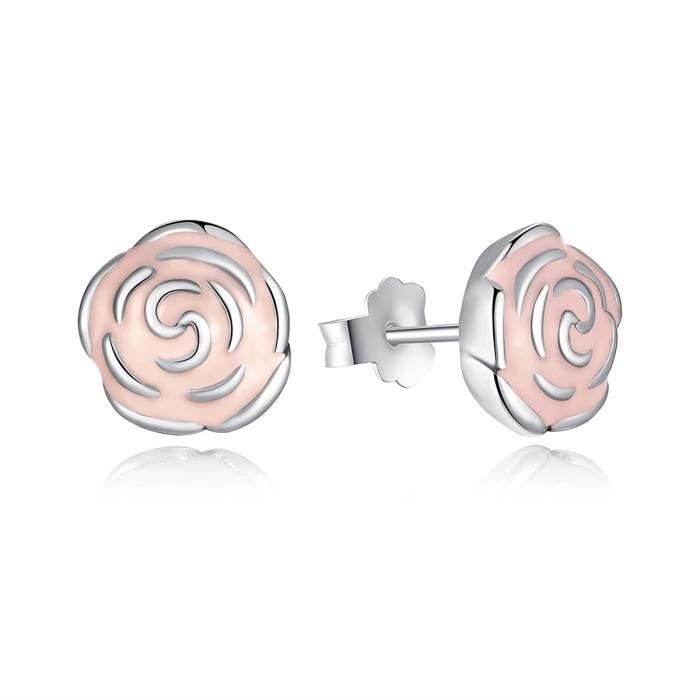Bamoer Femmes S925 Argent Sterling Boucles D/'Oreilles Clou Fleur Branche Avec Zircone cubique Bijoux