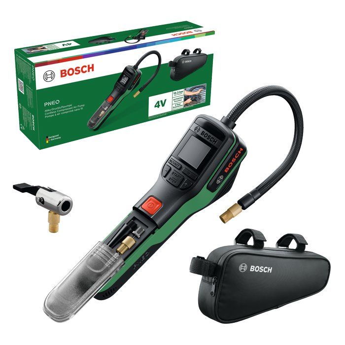 Pompe à air comprimé sans fil Bosch PNEO gonfleur pneus vélo voiture moto avec sacoche vélo
