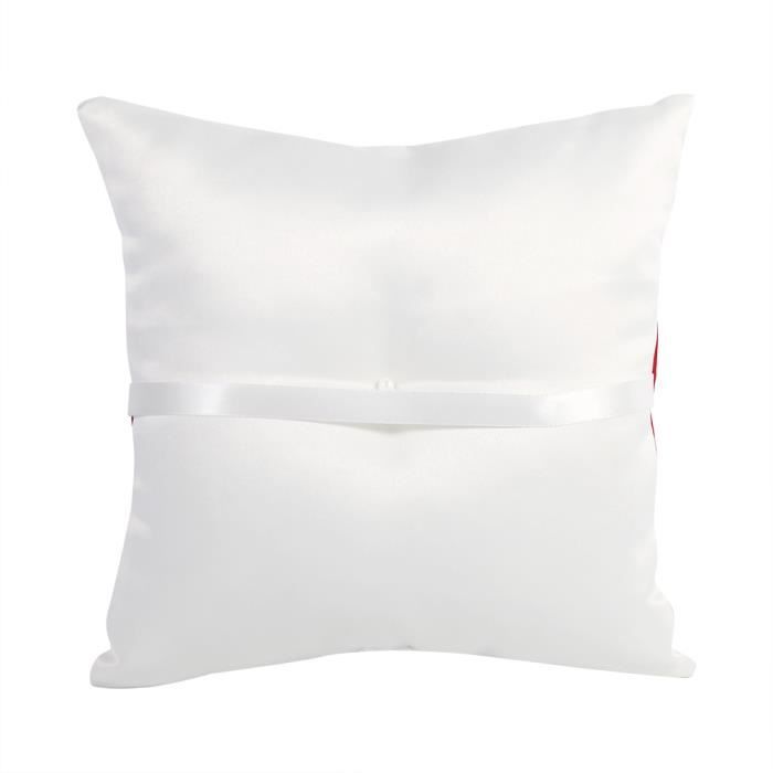 Coussin Porte-alliance De Mariage 20x20 Cm - Cœur Double Brillant - Couleurs Blanc, Rouge, Bleu, Violet
