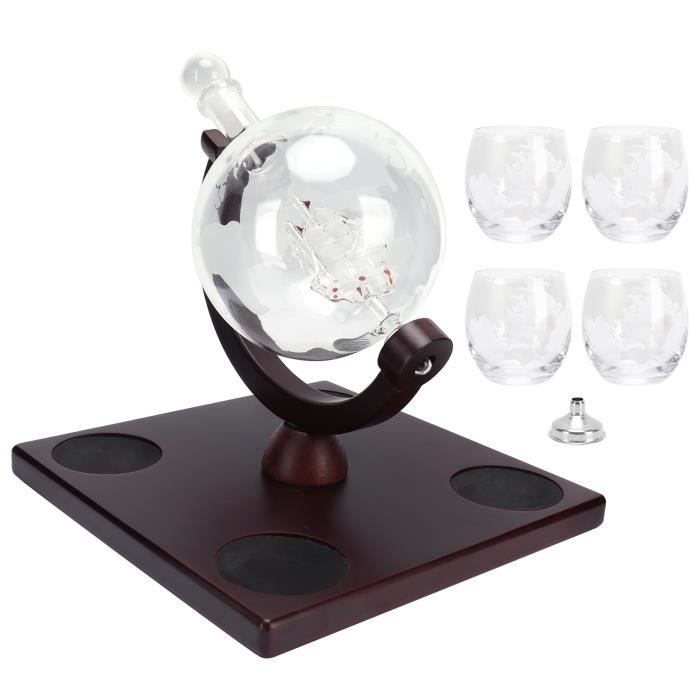 Carafe à Whisky En Forme De Requin - 1000 Ml Avec 4 Verres - Verre Borosilicate - Robinet Inox