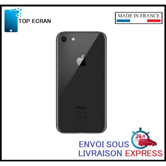Vitre arrière pour Iphone 8 Noir avec LOGO et Adhesif