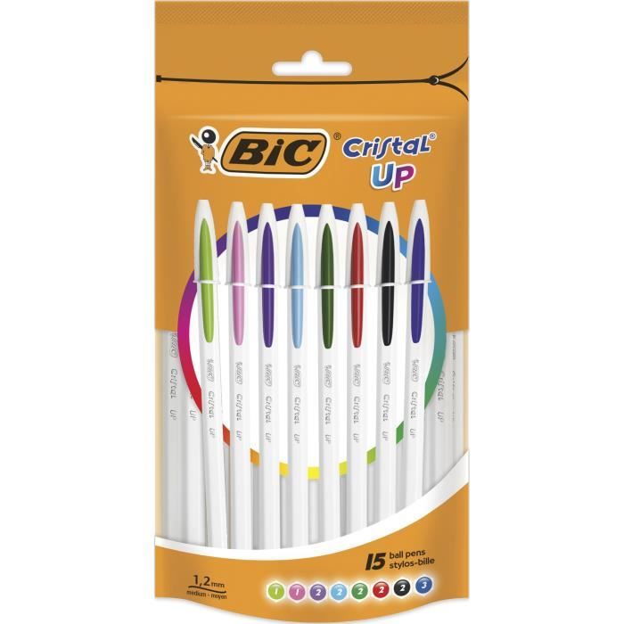 1, 6 mm Couleurs Assorties BIC Cristal Multicolour Stylos-Bille Pointe Large