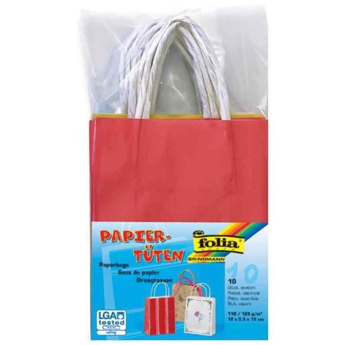 Pqt de 10 Sacs Cadeau 120 x 55 x 150 mm Assortis