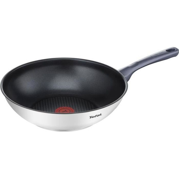 tefal poêle wok dailycook en inox - ø 28 cm - tous feux dont induction