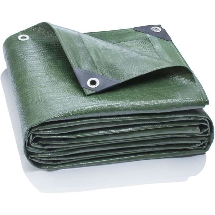 Bâche De Protection 3x4m Vert - Résistante UV, Imperméable Et Lavable