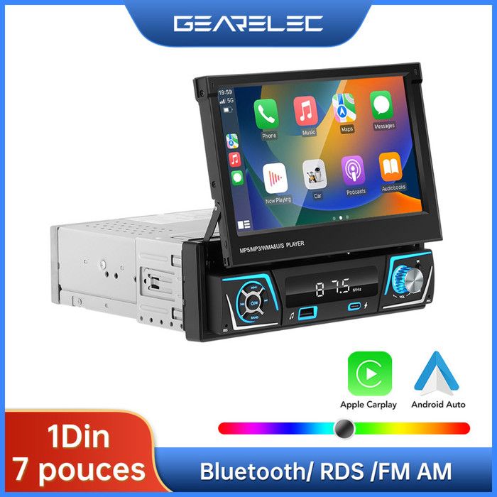 Autoradio Android 7 Pouces avec carplay Android Auto Bluetooth RDS FM AM Support Mirror Link - GEARELEC