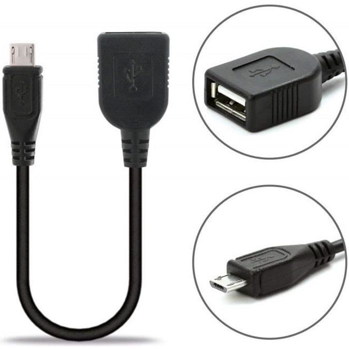 Adaptateur USB 2.0 femelle vers Micro-USB male OTG Cable Adaptateur pour  Tablettes et Smartphones INECK® - Cdiscount Informatique
