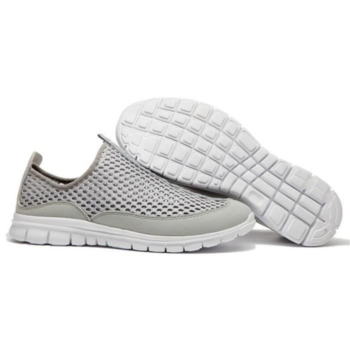 Chaussures de Nice Chaussures d'été Avec trou Air Mesh respirant Fashion  Slip-on Casual Hommes Mocassins Sport Chaussures de marche Gris - Cdiscount