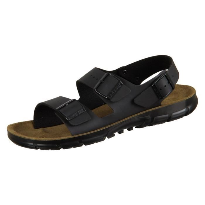 Sandales Birkenstock Kano Femme Cuir Noir Boucle de