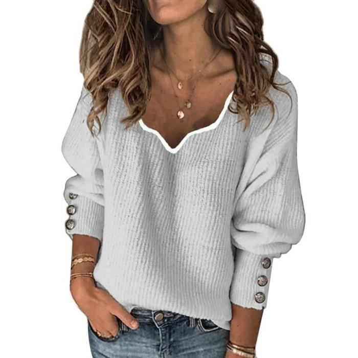 Pull Femme Hiver - Col Rond, Manches Longues, Matière Douce, Style Décontracté Élégant
