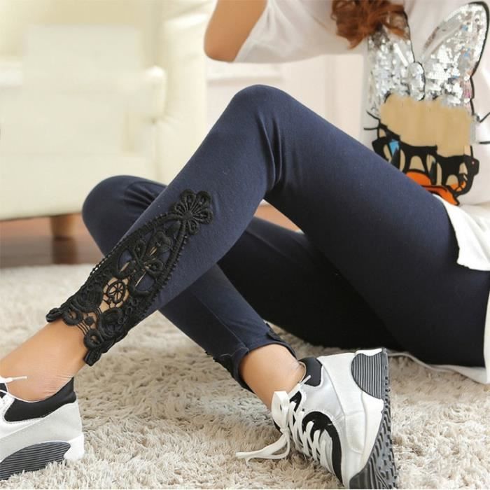 PANTALON Legging en coton pour femme legging en dentelle ajouree 4 couleurs Type navy Blanc Cdiscount Pret a Porter