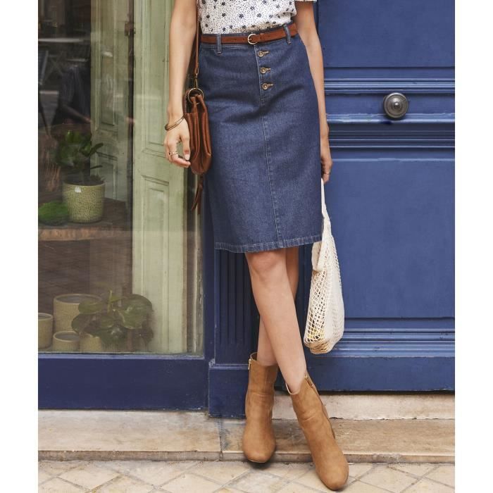 jupe en jean mi longue