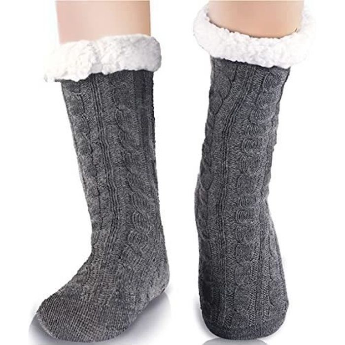 Chausson Chaussette Homme Chaussettes Chaudes Antidérapantes Hiver  Chaussette Pantoufle Thermiques Polaire, EU 38-45 Gris - Cdiscount  Prêt-à-Porter