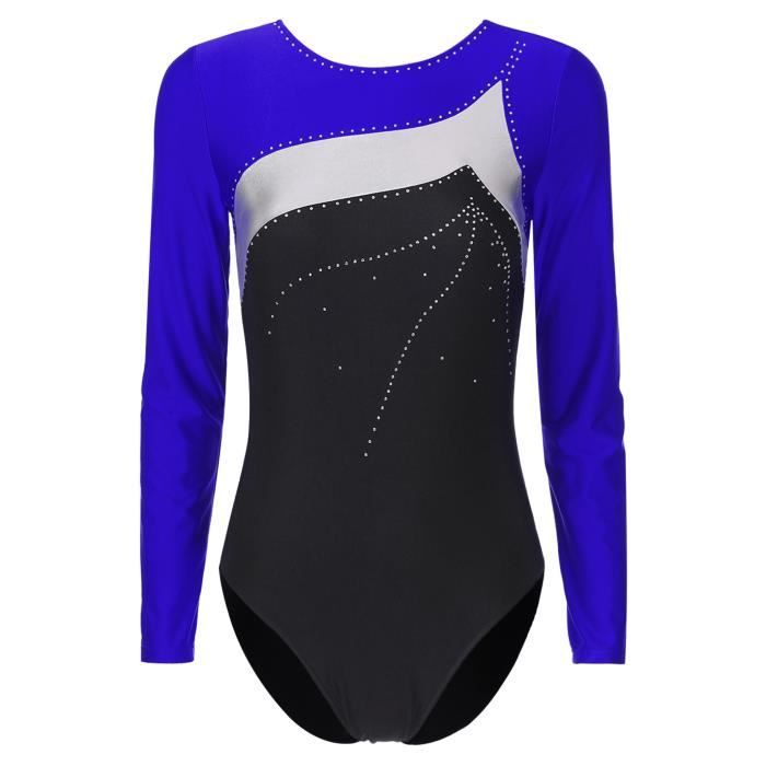 YIZYIF Femme Justaucorps Gymnastique Manche Longue Strass Leotard Danse