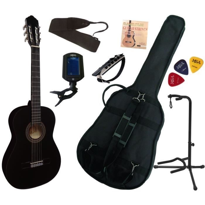 Pack Guitare Classique 4-4 (Adulte) Avec 7 Accessoires (noire)