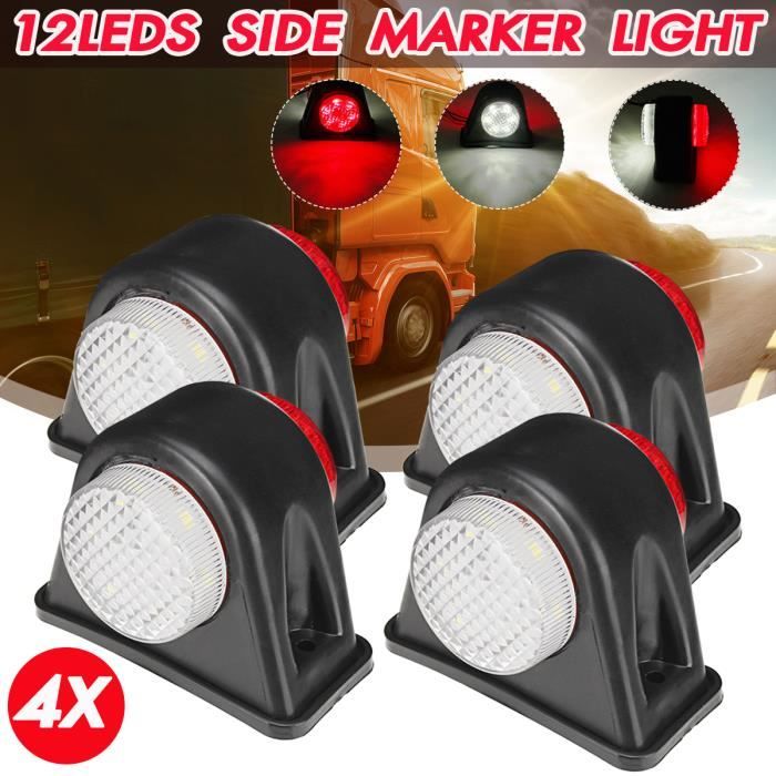 2 X 12V 6 SMD LED FEUX DE GABARIT LATERAUX BLANC POUR CAMION CARAVANE SHASSIS REMORQUE TRACTEUR FOURGON