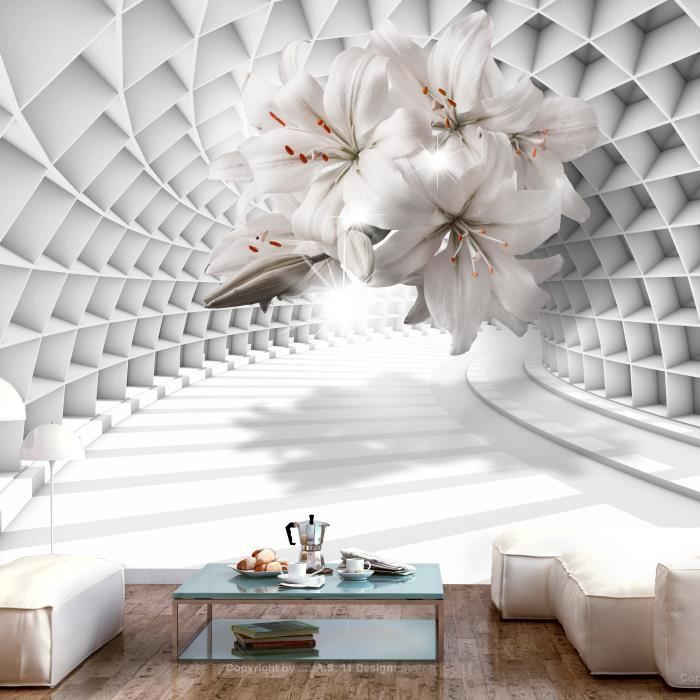 Papier peint 3D et Perspective Flowers in the Tunnel 300x210 cm ...