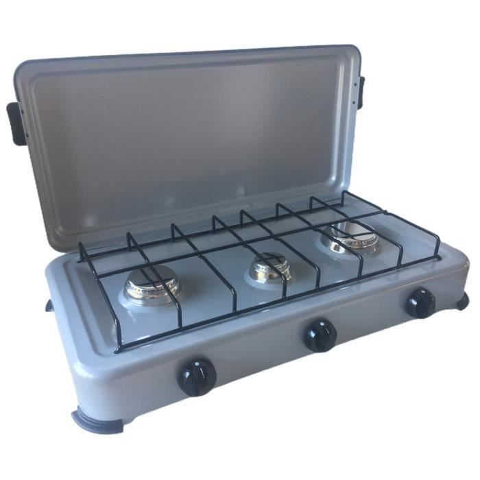 Plaque de cuisson gaz portable 3 feux 3000W SILVER 3 butane- propane Gris  aluminium - Cdiscount Electroménager