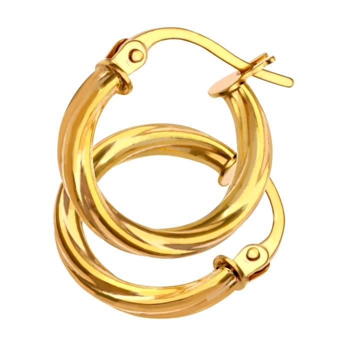 Boucles D'oreilles En Or Jaune 9 Carats - Style Créole Pendantes - Neuf Avec étiquettes