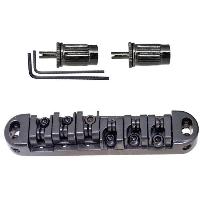 Chevalet Tune-O-Matic Roller Selle Pont Noir – Pièce Rechange Gibson Les Paul, SG, Guitare Électrique Style USA – Qualité Métal Robuste