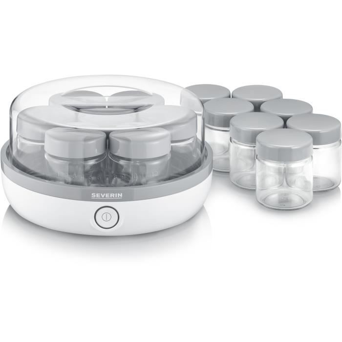 SEVERIN JG3520.760 Yaourtière avec livre de recettes, 14 pots de 150 ml chacun, sans BPA, graduation