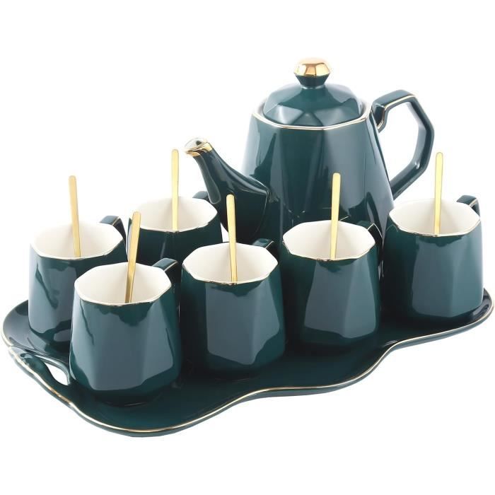 Service à Thé Marocain/turc – Plateau, 6 Verres, Cuillères, Coupelles – Laiton/verre