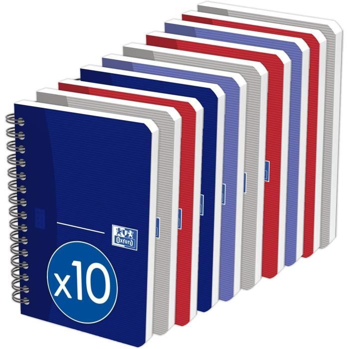 10 Carnets Spirale Clairefontaine Notemaker - A6 120 Pages Lignées - Papier 90g Qualité - Couleurs Aléatoires