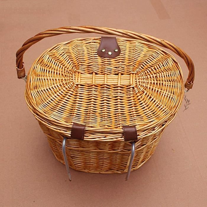 Panier Vélo Avant En Osier – Tressé Rétro, Rangement Guidon