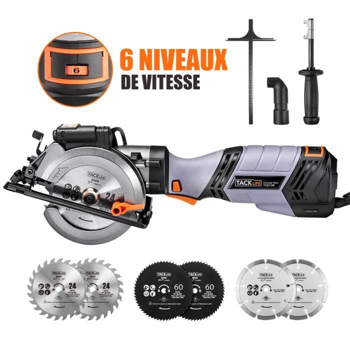 Scie Circulaire Electrique 750W TACKLIFE 6 Vitesses 6 lames de