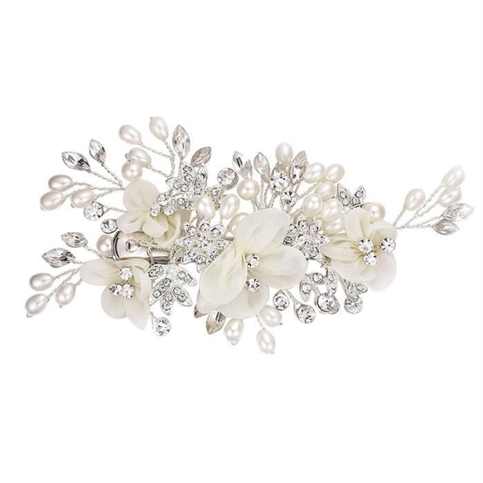 Clips Fleur Nuptiale De Cote Cheveux Perle Mariee Epingle A