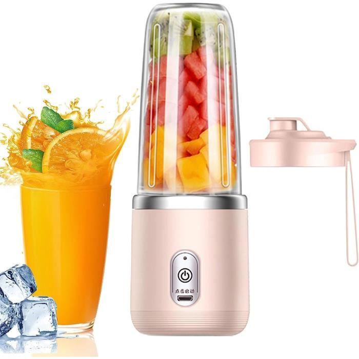 Blender Portable 500ml Rechargeable - 16 Lames, écran Numérique, USB-C, Pour Smoothies, Gym, Voyage - Rose
