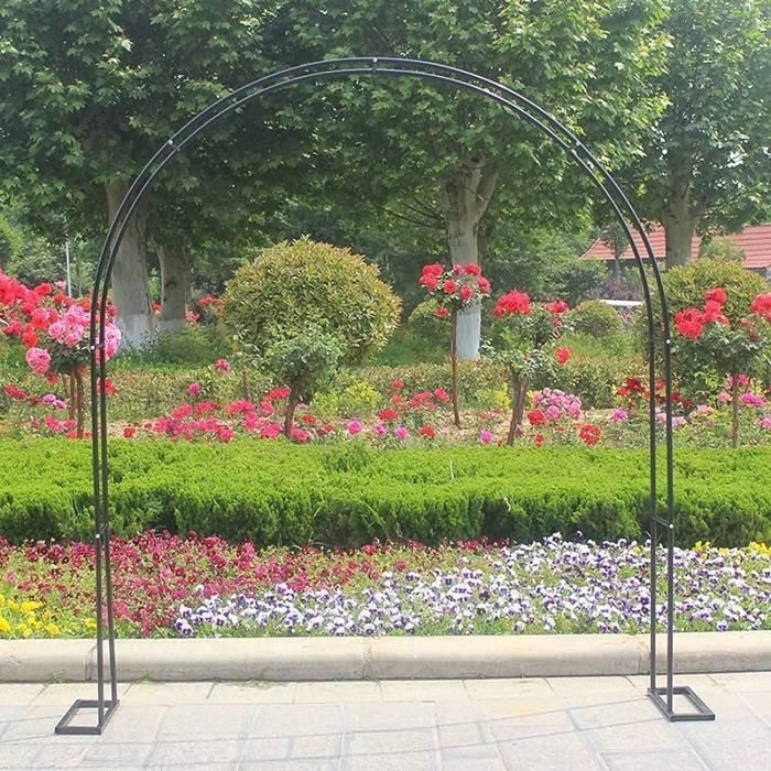 Arche De Jardin En Fer Forgé - 220 Cm X 250 Cm - Blanc/noir, Support Plantes Grimpantes, Rosiers, Décoration Mariage