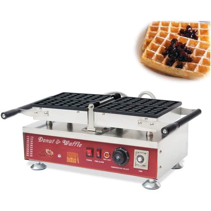 Gaufrier Professionnel PUDLOR – 4 Gaufres Carrées, 1750W, Température Réglable 50-300°C, Moule Rotatif Antiadhésif – Pour Restaurant, Boulangerie, Cantine
