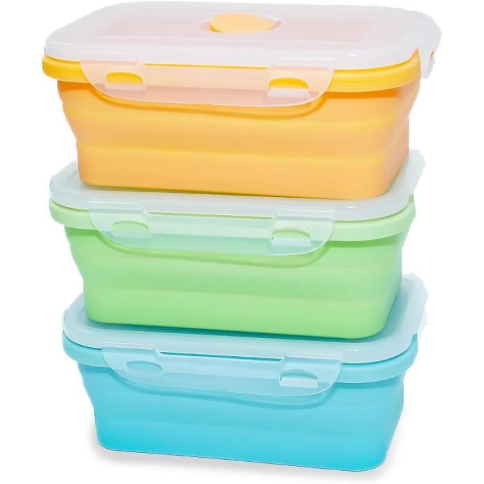 JUVEL 3 Packs Récipients Pliables Silicone 1200ML - Boîtes Repas Collapsibles Pour Camping, Randonnée Et Stockage Alimentaire