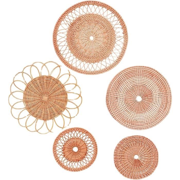 Lot De 9 Paniers Muraux Bohèmes, Décoration De Panier Mural Tisse Suspendu~p157398065