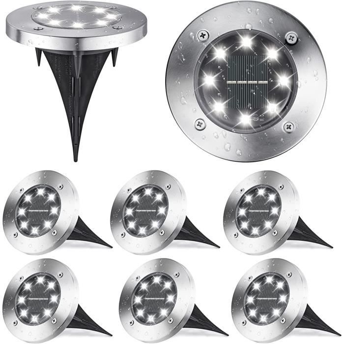 Lampe Solaire Extérieur 24 LED 360° IP68 4 Pack Blanc Chaud 3000K - Éclairage Jardin Allée Patio