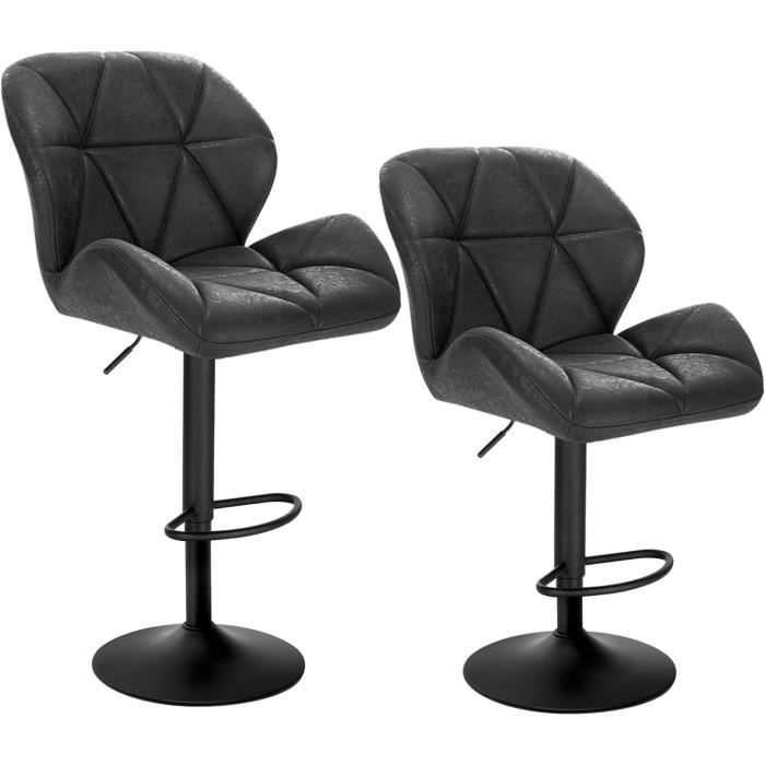 WOLTU 2 Tabourets de Bar réglable en Hauteur Chaises de bar siège rembouré en Similicuir Pied en métalNoir