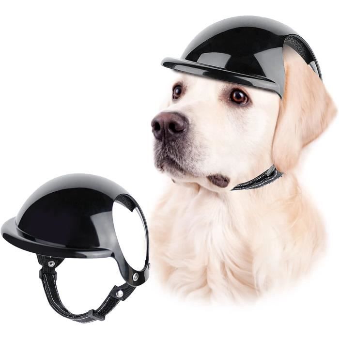 Meilleurs prix pour Casque pour chien pour petits et grands chiens, casque de moto pour chien avec trous d'oreille et sangles réglables, diamètre 12,5