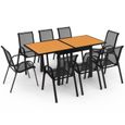 IDMARKET Salon de jardin POLY extensible table 90-180 CM et 8 chaises bois et noir-1