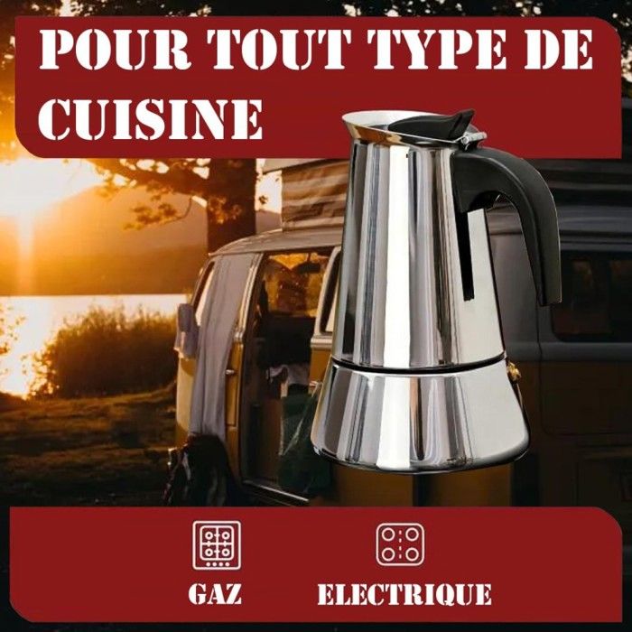 Cafetière Italienne 12 Tasses (600 Ml) – Acier Inoxydable, Compatible Induction, Gaz, Vitrocéramique