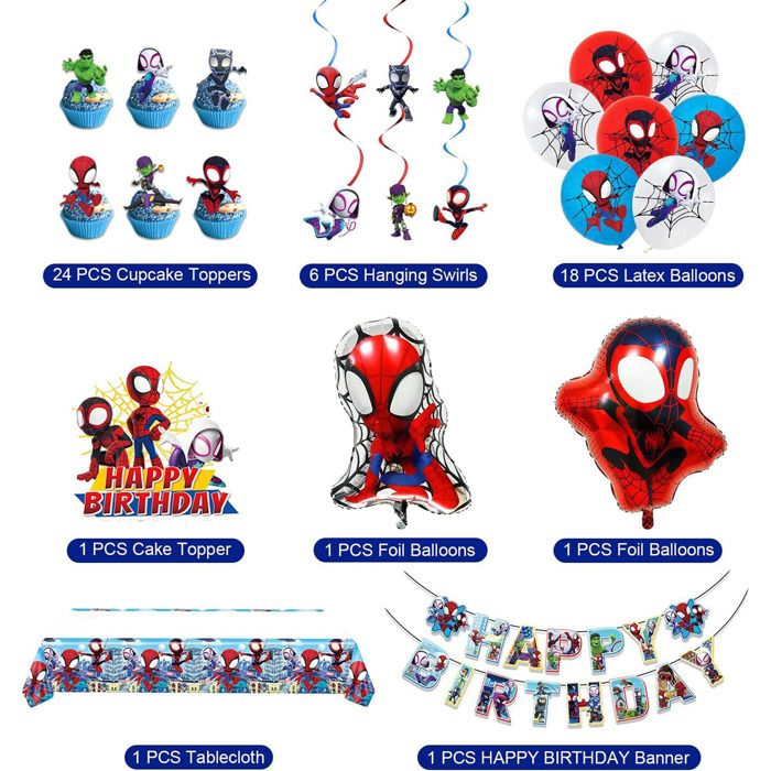 Kit Vaisselle Anniversaire Enfant 107 Pièces - Thème Ballon, Assiettes, Gobelets, Serviettes, Ballons Et Décos Pour Fête Garçon Ou Fille
