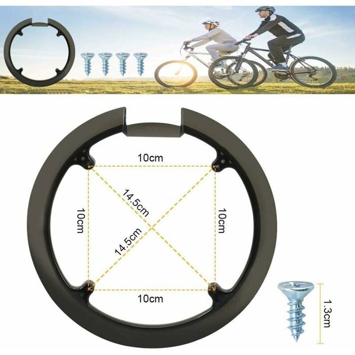 Protège-Chaîne Vélo Métal – 51 X 11,5 Cm, Robuste, Anti-Éclaboussures – Montage Facile – Noir