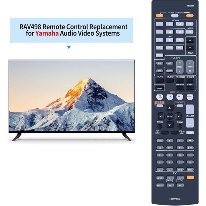 YAMAHA RAV435, WW51070, HTR-2064, HTR-2070, YHT-196 + TV Control  Mini Tv Remote Control Duplicate P 9509